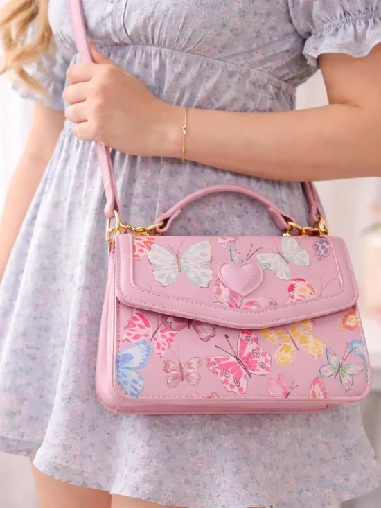 Betsey Johnson Pink Butterfly Crossbody Purse NWT Coquette Y2K Bag - Picture 2 of 6